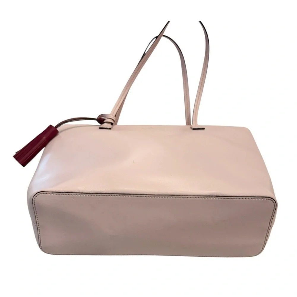 Kate Spade Wright Place Karla Tassel Leather Plum Dawn Pink Zip Top Tote Bag